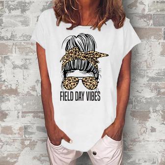 Happy Field Day Field Day Tee Kids Graduation School Fun Day V12 Women's Loosen Crew Neck Short Sleeve T-Shirt | Favorety