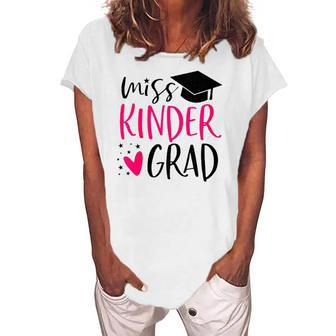 Kids Miss Kinder Grad Kindergarten Nailed It Graduation 2022 Senior Women's Loosen T-Shirt | Mazezy