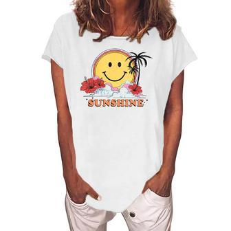 Live In The Sunshine Womens Summer Sunshine Happy Sun Smile Women's Loosen T-Shirt | Mazezy