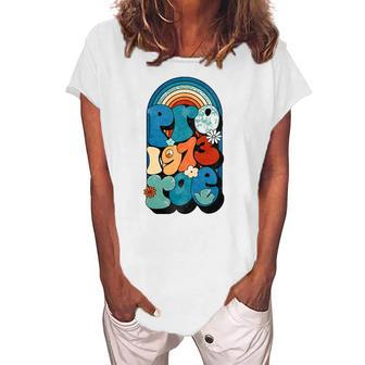 Pro Roe 1973 Pro Choice Womens Rights Retro Vintage Groovy Women's Loosen T-Shirt | Mazezy