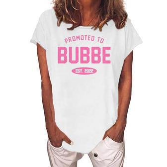 Promoted To Bubbe Baby Reveal Jewish Grandma Women's Loosen T-Shirt | Mazezy