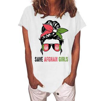 Save Afghan Girls Women's Loosen Crew Neck Short Sleeve T-Shirt - Monsterry