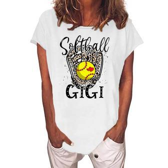 Softball Gigi Leopard Game Day Softball Lover Grandma Women's Loosen T-Shirt | Mazezy