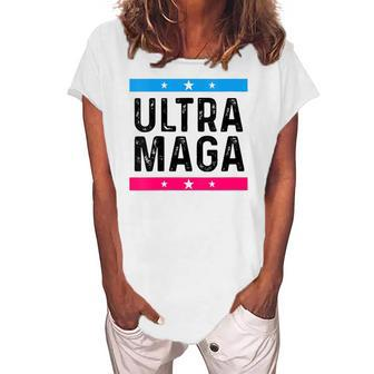 Womens Ultra Mega Patriotic Trump Republicans Conservatives Vote Trump Women's Loosen T-Shirt | Mazezy