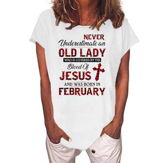 Never Underestimate An Old Lady Who Is Covered By February Women's Loosen T-Shirt | Mazezy