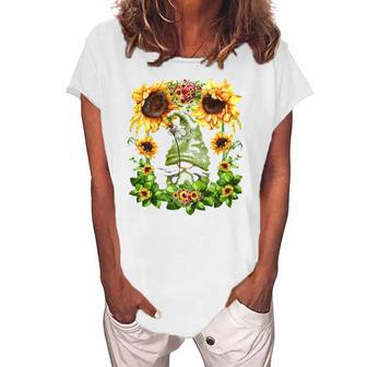 Yellow Spring Flower Pattern For Women Cute Dandelion Gnome Women's Loosen T-Shirt | Mazezy