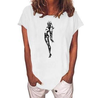 Zombie Pin-Up Girl Women's Loosen T-Shirt | Mazezy