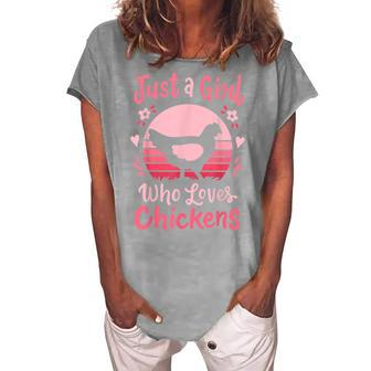 Chicken Just A Girl Who Loves Chickens V3 Women's Loosen T-shirt - Seseable