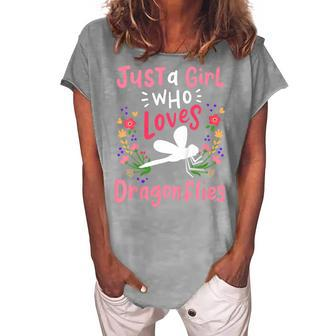 Kids Dragonfly Just A Girl Who Loves Dragonflies Women's Loosen T-shirt - Seseable