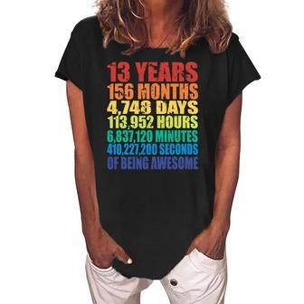 13Th Birthday For Boys & Girls 13 Years Of Being Awesome Women's Loosen Crew Neck Short Sleeve T-Shirt | Mazezy