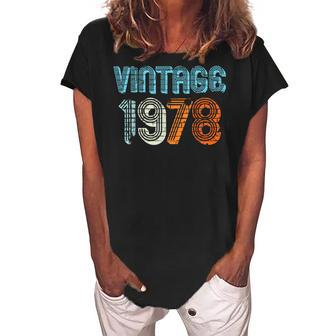 1978 Seventies Vintage 40 Birthday Retro Distressed Women's Loosen Crew Neck Short Sleeve T-Shirt - Seseable