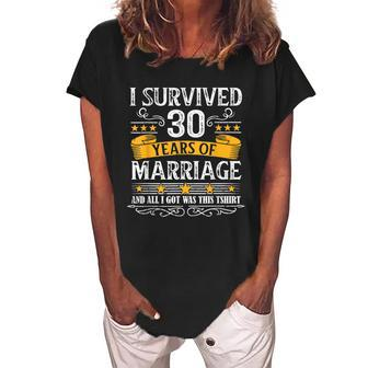 30Th Wedding Anniversary Couples Husband Wife 30 Years Women's Loosen Crew Neck Short Sleeve T-Shirt - Monsterry UK