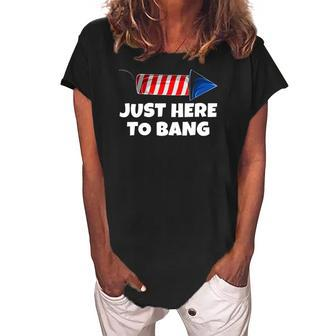 4Th July America Firework Patriot Usa Mens & Womens Women's Loosen Crew Neck Short Sleeve T-Shirt | Mazezy