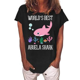 Abuela Grandma Gift Worlds Best Abuela Shark Women's Loosen Crew Neck Short Sleeve T-Shirt - Seseable