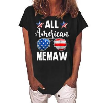 All American Memaw Matching Family Fourth 4Th Of July Women's Loosen Crew Neck Short Sleeve T-Shirt - Seseable