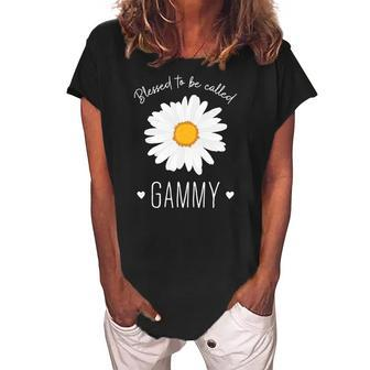 Blessed To Be Called Gammy Cute Daisy Flower Mothers Day Women's Loosen Crew Neck Short Sleeve T-Shirt | Mazezy