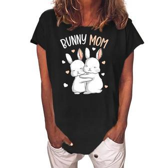 Bunny Mom Rabbit Love Girls Womens Women's Loosen Crew Neck Short Sleeve T-Shirt | Mazezy