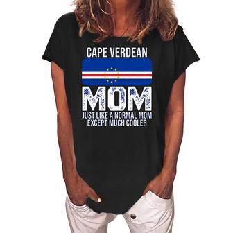 Cape Verdean Mom Cape Verde Flag Design For Mothers Day Women's Loosen Crew Neck Short Sleeve T-Shirt | Mazezy AU