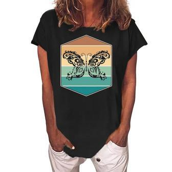 Caterpillar Butterfly Insect Gift Butterfly Women's Loosen Crew Neck Short Sleeve T-Shirt | Mazezy