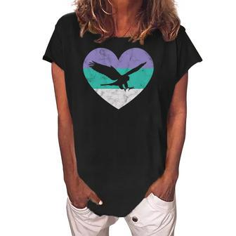 Falcon Bird Gift For Women & Girls Retro Cute Women's Loosen Crew Neck Short Sleeve T-Shirt | Mazezy