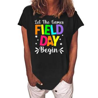 Field Day Let The Games Begin Kids Boys Girls Teacher Women's Loosen Crew Neck Short Sleeve T-Shirt | Mazezy