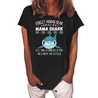 Forget Mama Bear Funny Im A Mama Shark Novelty Gift Women's Loosen Crew Neck Short Sleeve T-Shirt | Mazezy