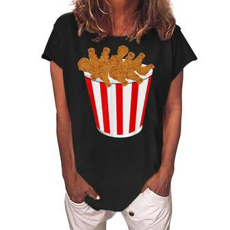 Fried Chicken Bucket Funny Fast Food Halloween Costume Women's Loosen Crew Neck Short Sleeve T-Shirt - Seseable