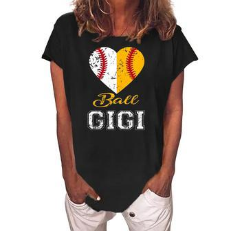 Funny Baseball Gigi Ball Gigi Softball Gifts Women Women's Loosen Crew Neck Short Sleeve T-Shirt | Mazezy