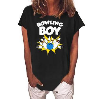 Funny Bowling Gift For Kids Cool Bowler Boys Birthday Party Women's Loosen Crew Neck Short Sleeve T-Shirt