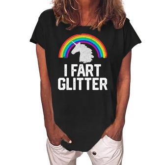 Funny Unicorn Rainbow Retro Gay Pride Lgbtq Mens Womens Women's Loosen Crew Neck Short Sleeve T-Shirt | Mazezy