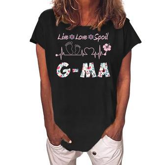 G Ma Grandma Gift G Ma Live Love Spoil Women's Loosen Crew Neck Short Sleeve T-Shirt - Seseable