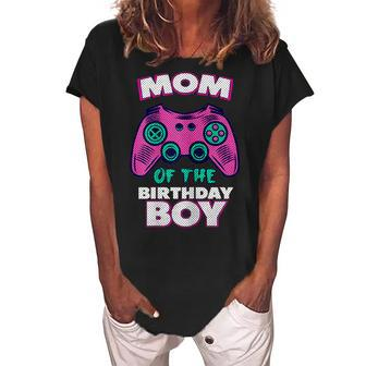 Gamer Mom Of The Birthday Boy Matching Gamer Women's Loosen Crew Neck Short Sleeve T-Shirt - Seseable