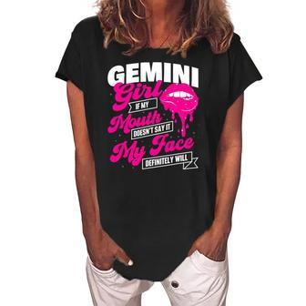 Gemini Girl - Zodiac Sign Astrology Symbol Horoscope Reader Women's Loosen Crew Neck Short Sleeve T-Shirt | Mazezy