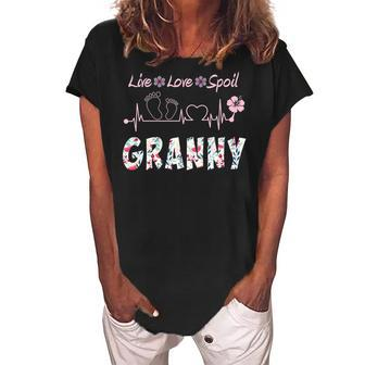 Granny Grandma Gift Granny Live Love Spoil Women's Loosen Crew Neck Short Sleeve T-Shirt - Seseable