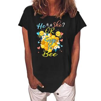 He Or She Gigi To Bee Gender Reveal Funny Gift Women's Loosen Crew Neck Short Sleeve T-Shirt | Mazezy