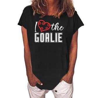 Heart The Goalie Lacrosse Mom Lax For Women Boys Girls Team Women's Loosen Crew Neck Short Sleeve T-Shirt | Mazezy UK