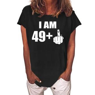 I Am 50 Middle Finger Funny 50Th Birthday Gift V2 Women's Loosen Crew Neck Short Sleeve T-Shirt - Monsterry AU