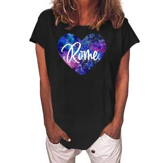 I Love Rome Italy For Women Women's Loosen Crew Neck Short Sleeve T-Shirt | Mazezy
