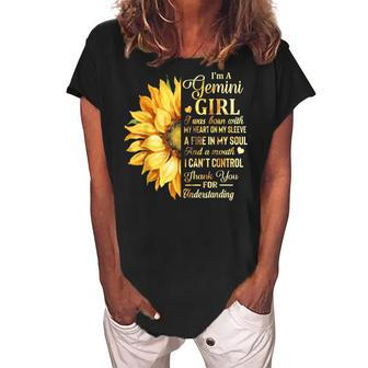 Im A Gemini Girl Sunflower Birthday Women's Loosen Crew Neck Short Sleeve T-Shirt - Seseable