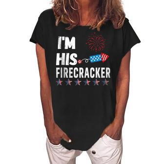 Im His Firecracker Cute 4Th Of July Matching Couple For Her Women's Loosen Crew Neck Short Sleeve T-Shirt - Seseable