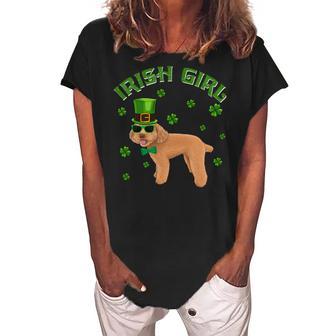 Irish Girl Leprechaun Poodle Dog St Patricks Day Kids Women's Loosen Crew Neck Short Sleeve T-Shirt | Favorety CA