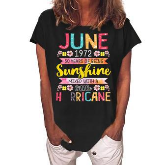 June Girl 1972 50 Birthday 50 Year Awesome Since 1972 Women's Loosen Crew Neck Short Sleeve T-Shirt - Seseable