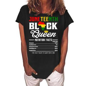 Junenth Womens Black Queen Nutritional Facts 4Th Of July Women's Loosen Crew Neck Short Sleeve T-Shirt | Mazezy