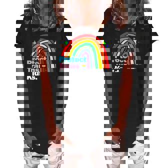 Lgbt Support Protect Trans Kid Pride Lgbt Rainbow Women's Loosen Crew Neck Short Sleeve T-Shirt | Mazezy