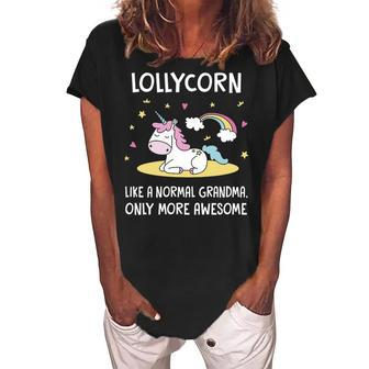 Lolly Grandma Gift Lolly Unicorn Women's Loosen Crew Neck Short Sleeve T-Shirt - Seseable