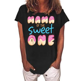 Mama Of Sweet One First Birthday Party Matching Family Donut Women's Loosen Crew Neck Short Sleeve T-Shirt - Seseable