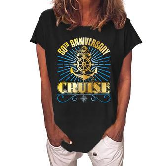 Matching Couples Cruising 50Th Anniversary Cruise Women's Loosen Crew Neck Short Sleeve T-Shirt - Monsterry UK