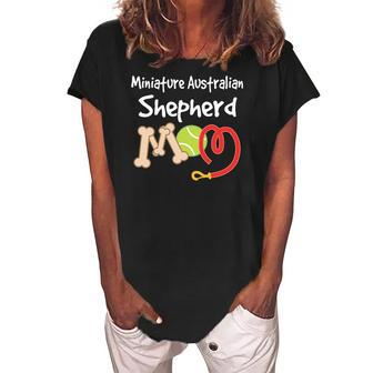 Miniature Australian Shepherd Mom Dog Gift Women's Loosen Crew Neck Short Sleeve T-Shirt | Mazezy