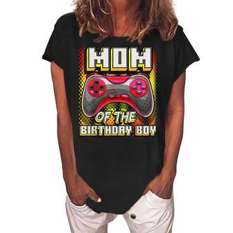 Mom Of The Birthday Boy Matching Video Gamer Birthday Party Women's Loosen Crew Neck Short Sleeve T-Shirt - Seseable