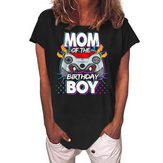 Mom Of The Birthday Boy Video Game Birthday Party Gamer Women's Loosen Crew Neck Short Sleeve T-Shirt - Seseable